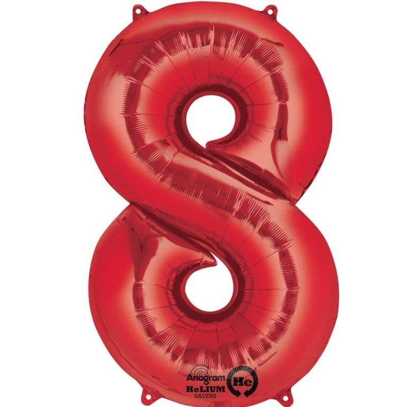 Anagram Red 35" Number 8 Supershape Foil | Helium Balloon - Buy Online