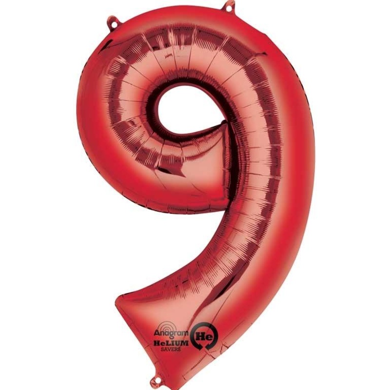 Anagram Red 35" Number 9 Supershape Foil | Helium Balloon - Buy Online