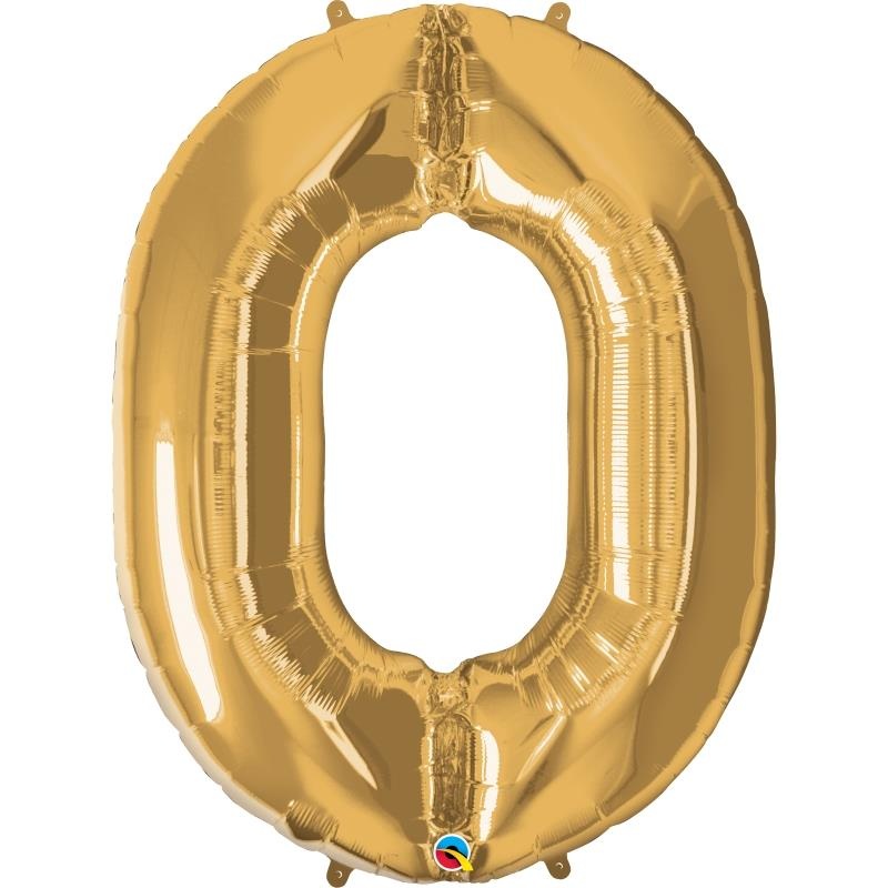 Gold 0 Balloon - Qualatex 34 inch