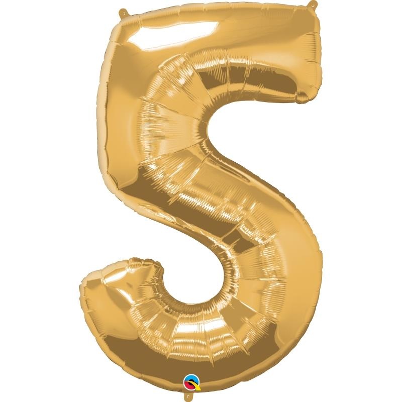 Gold 5 Balloon - Qualatex 34 inch