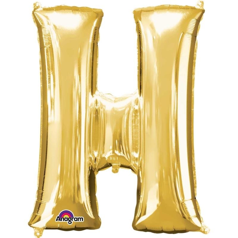 Gold H Letter Balloon (34 inches)