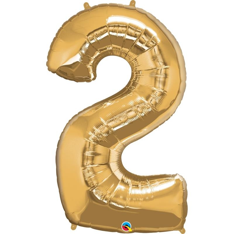 Gold Number 2 Balloon - Qualatex 34 inch