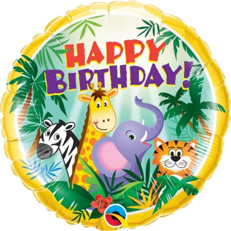 Jungle Animals Happy Birthday 18 Inch Foil Balloon