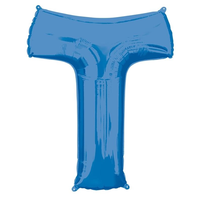 Letter T Balloon - Blue 34 inch Anagram