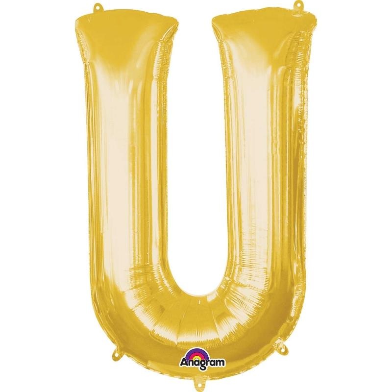 Letter U Balloon - Gold 34 inch Anagram
