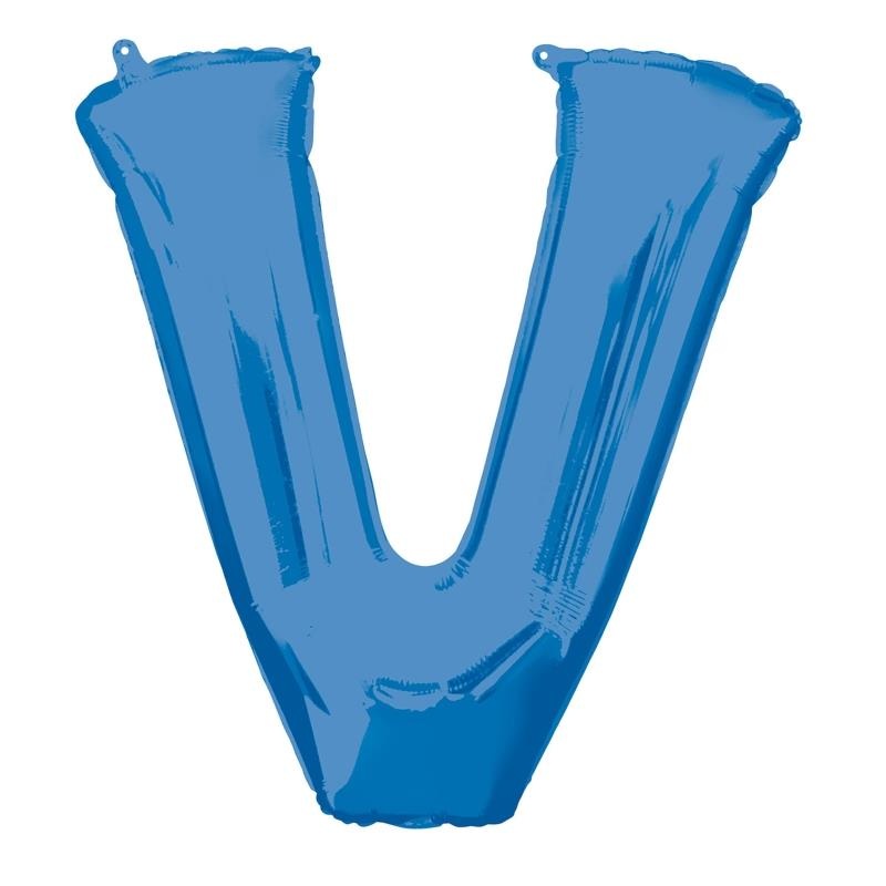 Letter V Balloon - Blue 34 inch Anagram