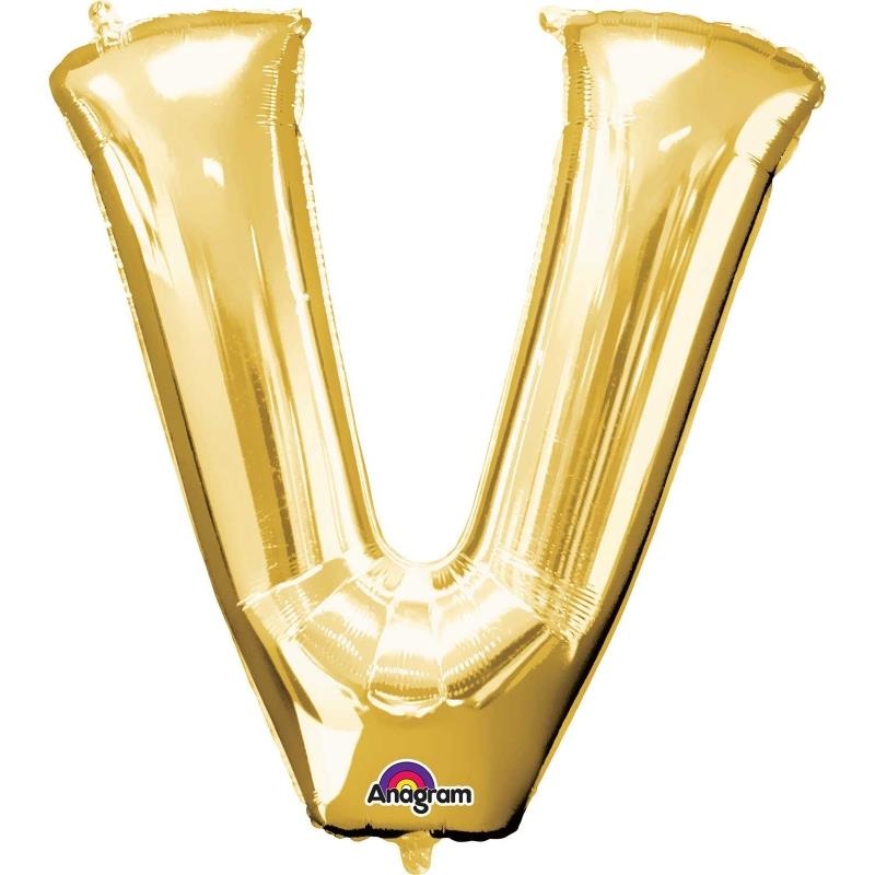 Letter V Balloon - Gold 34 inch Anagram