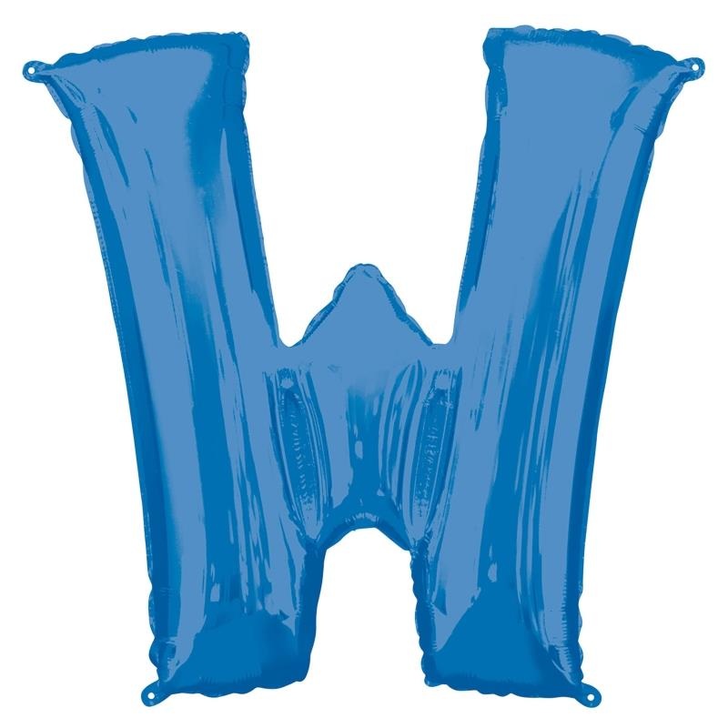 Letter W Balloon - Blue 34 inch Anagram
