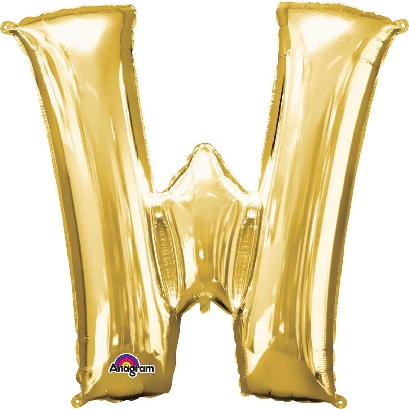 Letter W Balloon - Gold 34 inch Anagram