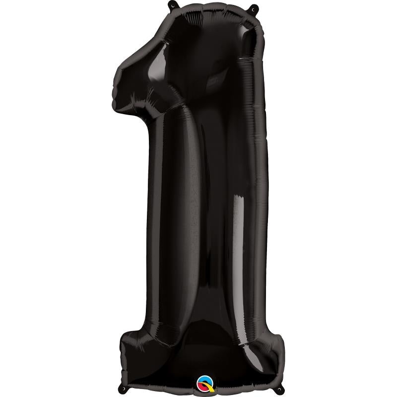 Number 1 Helium Balloon - Black Qualatex 34 inch