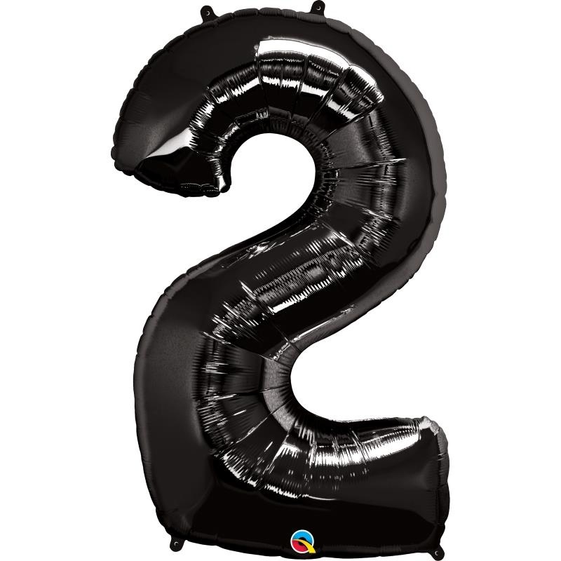Number 2 Balloon - Black Qualatex 34 inch