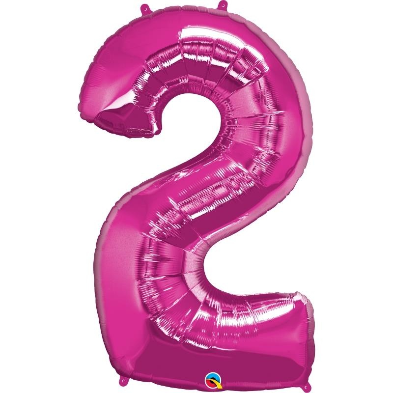 Number 2 Pink Balloon - 34 inches Qualatex