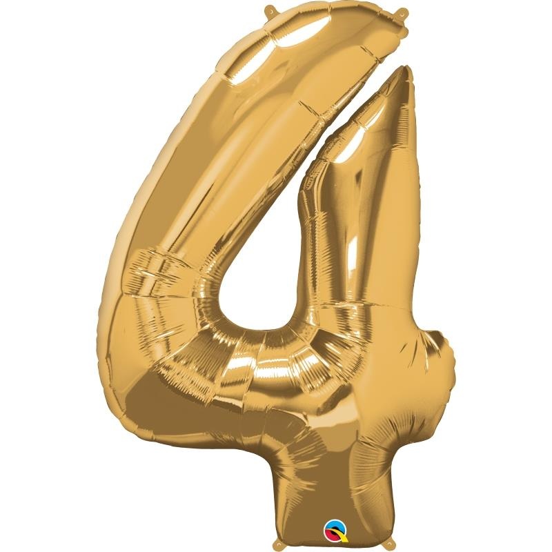 Number 4 Balloon - Gold Qualatex 34 inch