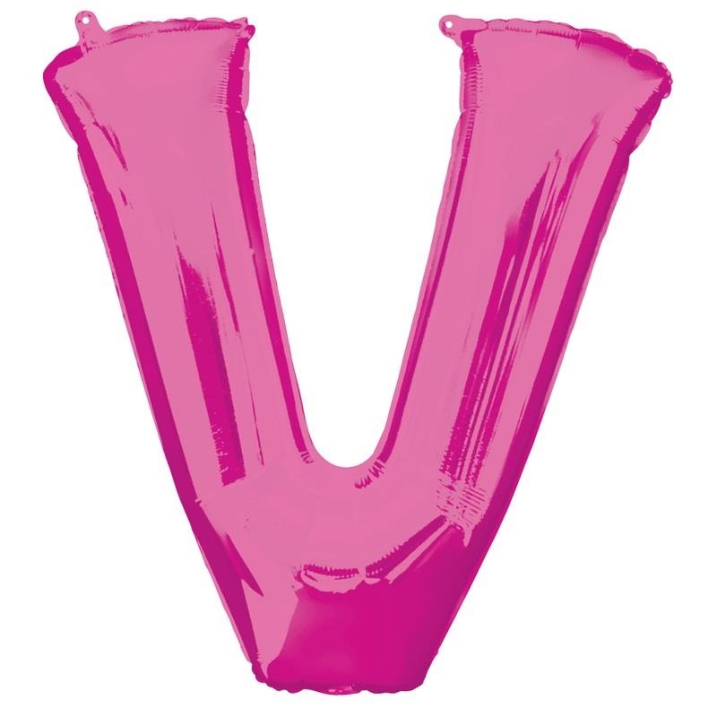 V Balloon - Pink 34 inch Anagram