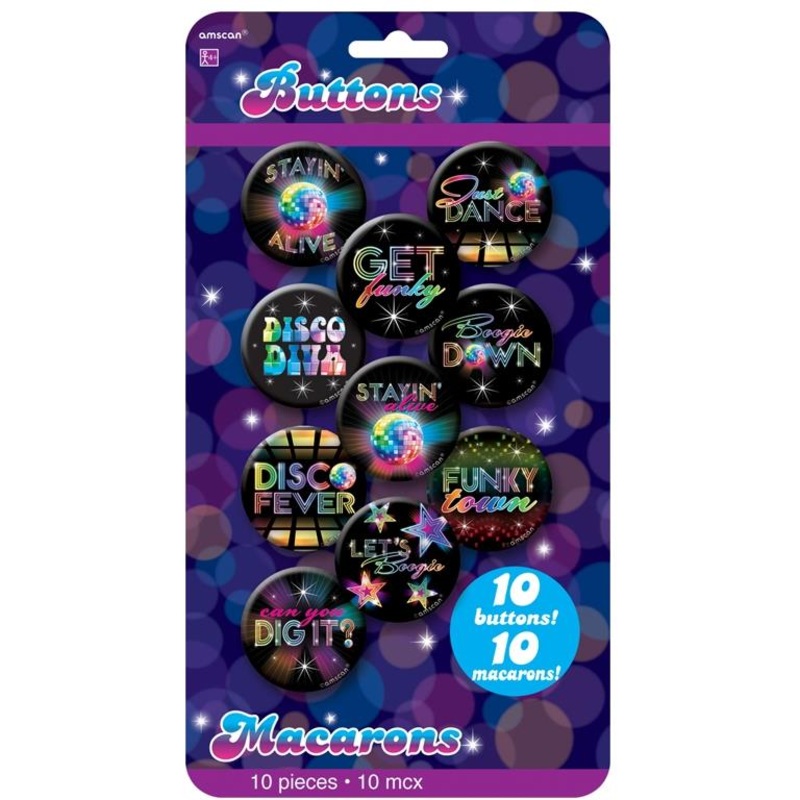 1970s Disco Party Buttons | Badges Party Favours - Buy Online