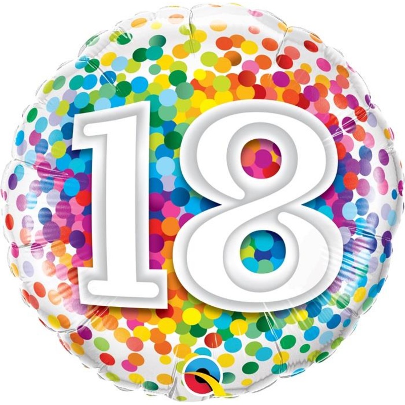 Balloons for 18th Birthday - Rainbow Confetti