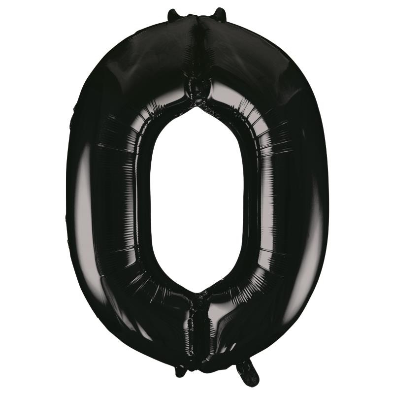 Black 34" Number 0 Supershape Foil | Helium Balloon - Buy Online
