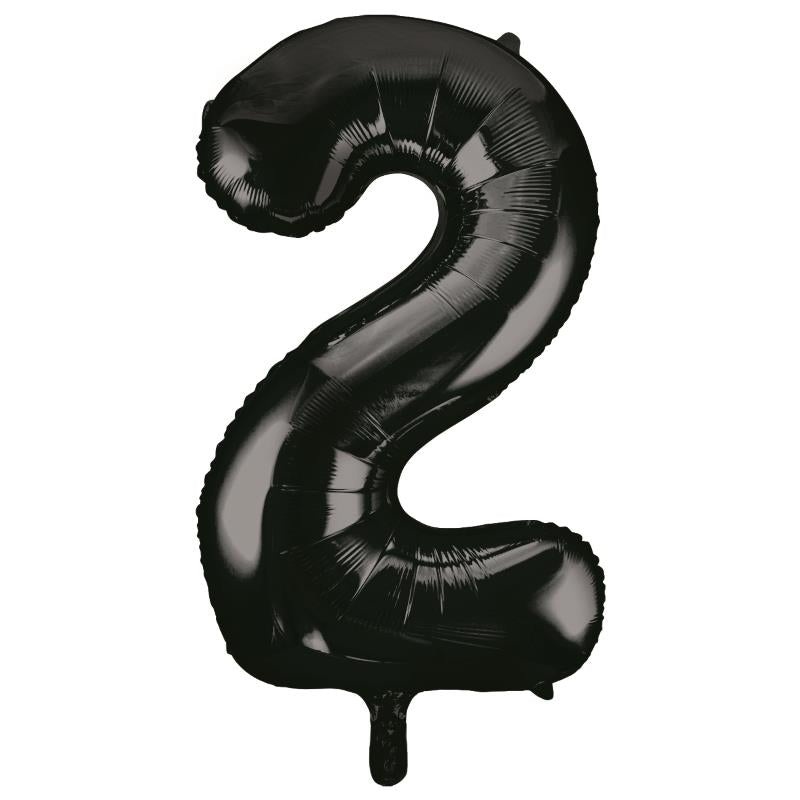 Black 34" Number 2 Supershape Foil | Helium Balloon - Buy Online