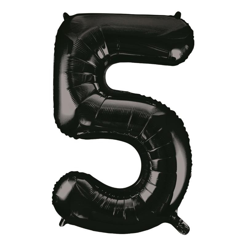 Black 34" Number 5 Supershape Foil | Helium Balloon - Buy Online
