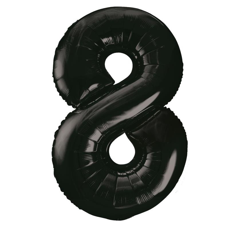 Black 34" Number 8 Supershape Foil | Helium Balloon - Buy Online