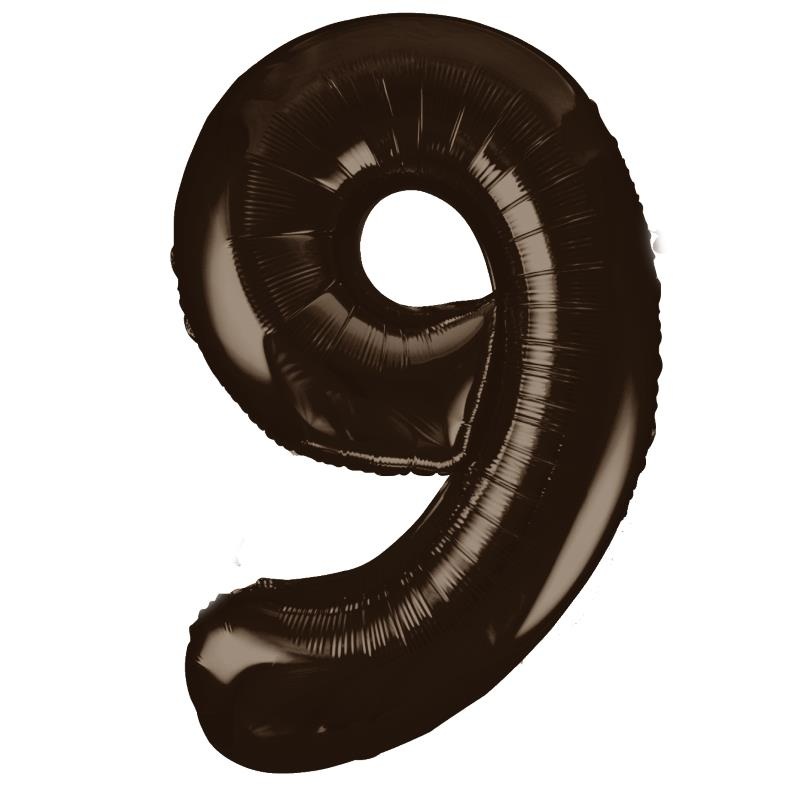 Black 34" Number 9 Supershape Foil | Helium Balloon - Buy Online