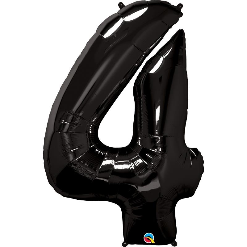 Black Number 4 Balloon - Qualatex 34 inch