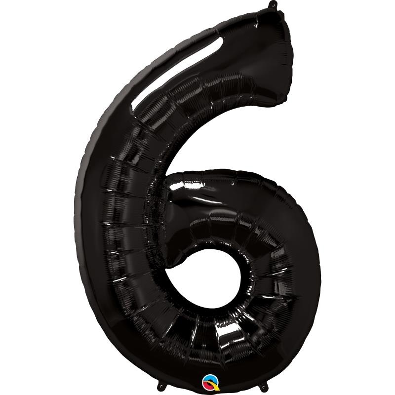 Black Number 6 Balloon - 34 inch Qualatex