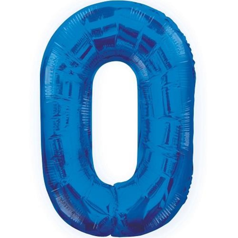 Blue Glitz 34" Number 0 Supershape Foil | Helium Balloon - Buy Online
