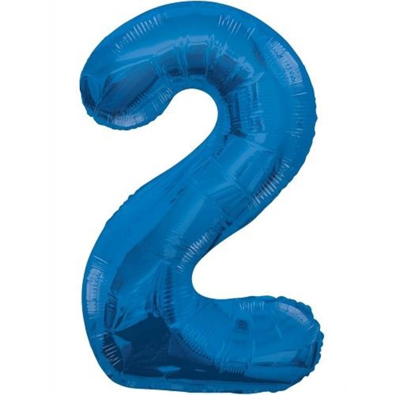 Blue Glitz 34" Number 2 Supershape Foil | Helium Balloon - Buy Online