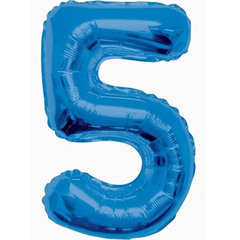 Blue Glitz 34" Number 5 Supershape Foil | Helium Balloon - Buy Online