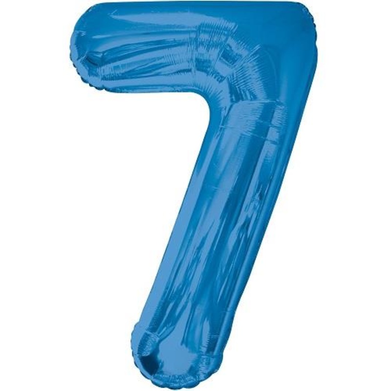 Blue Glitz 34" Number 7 Supershape Foil | Helium Balloon - Buy Online