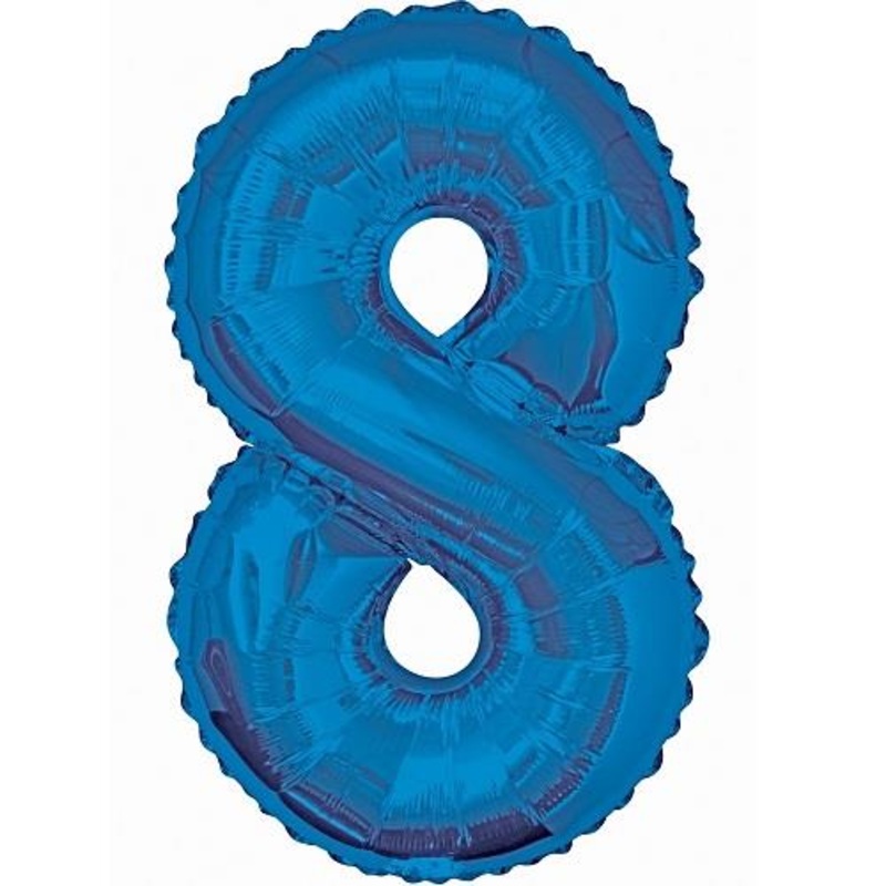 Blue Glitz 34" Number 8 Supershape Foil | Helium Balloon - Buy Online