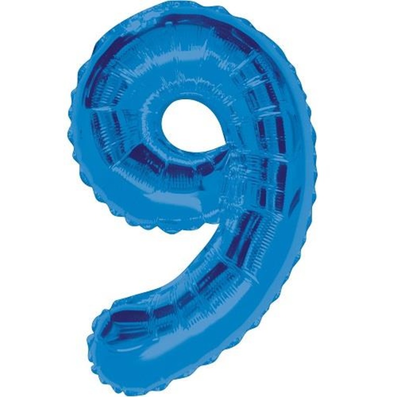 Blue Glitz 34" Number 9 Supershape Foil | Helium Balloon - Buy Online