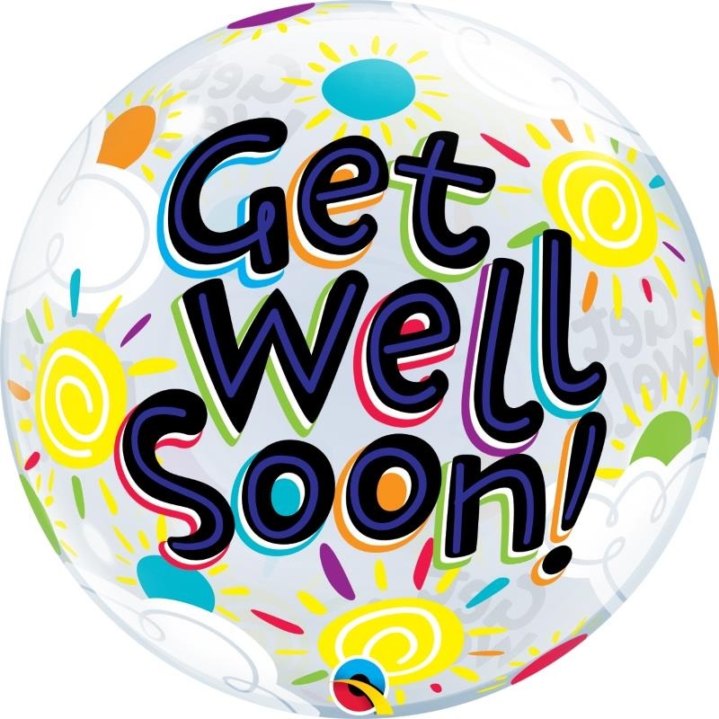 Get Well Soon 22" Qualatex Bubble Party Balloon - Buy Online