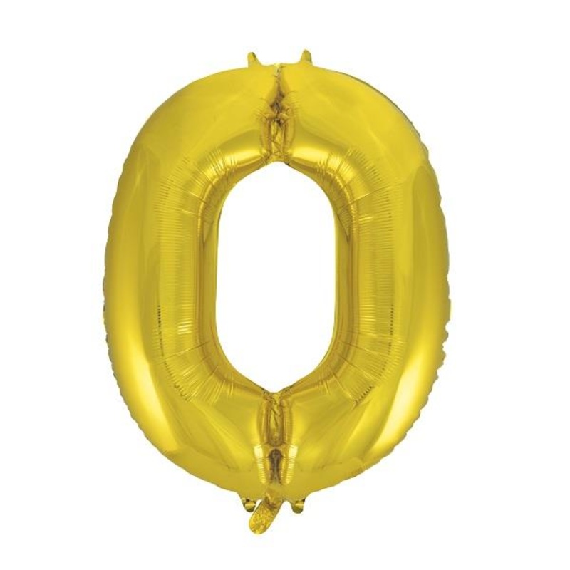 Gold 34" Number 0 Supershape Foil | Helium Balloon - Buy Online