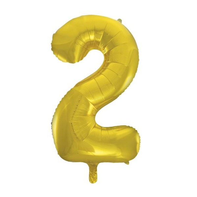 Gold 34" Number 2 Supershape Foil | Helium Balloon - Buy Online