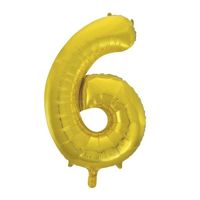 Gold 34" Number 6 Supershape Foil | Helium Balloon - Buy Online