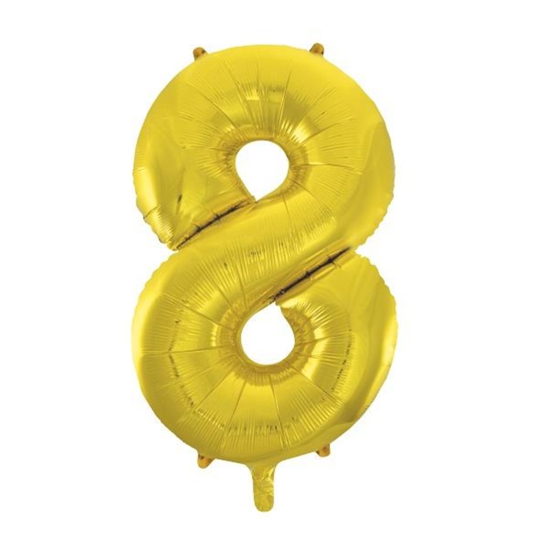 Gold 34" Number 8 Supershape Foil | Helium Balloon - Buy Online