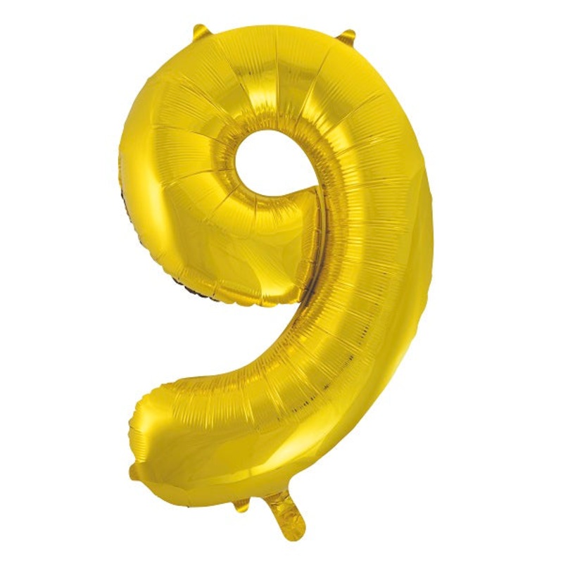 Gold 34" Number 9 Supershape Foil | Helium Balloon - Buy Online