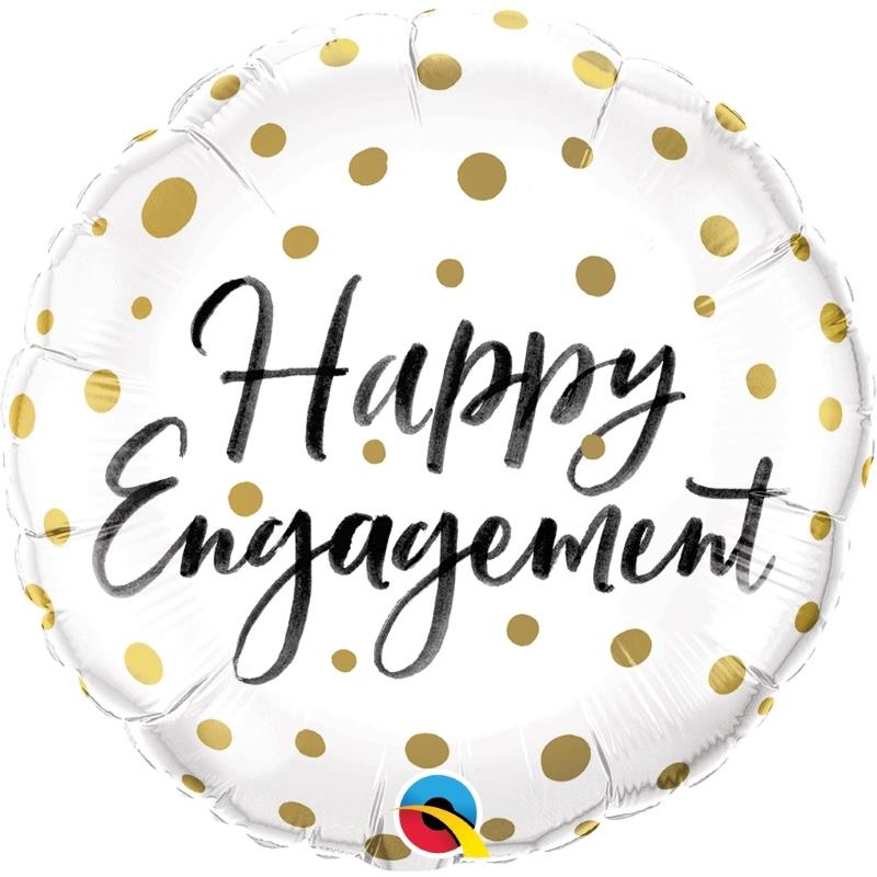 Happy Engagement Gold Dots 18 Inch Foil Balloon