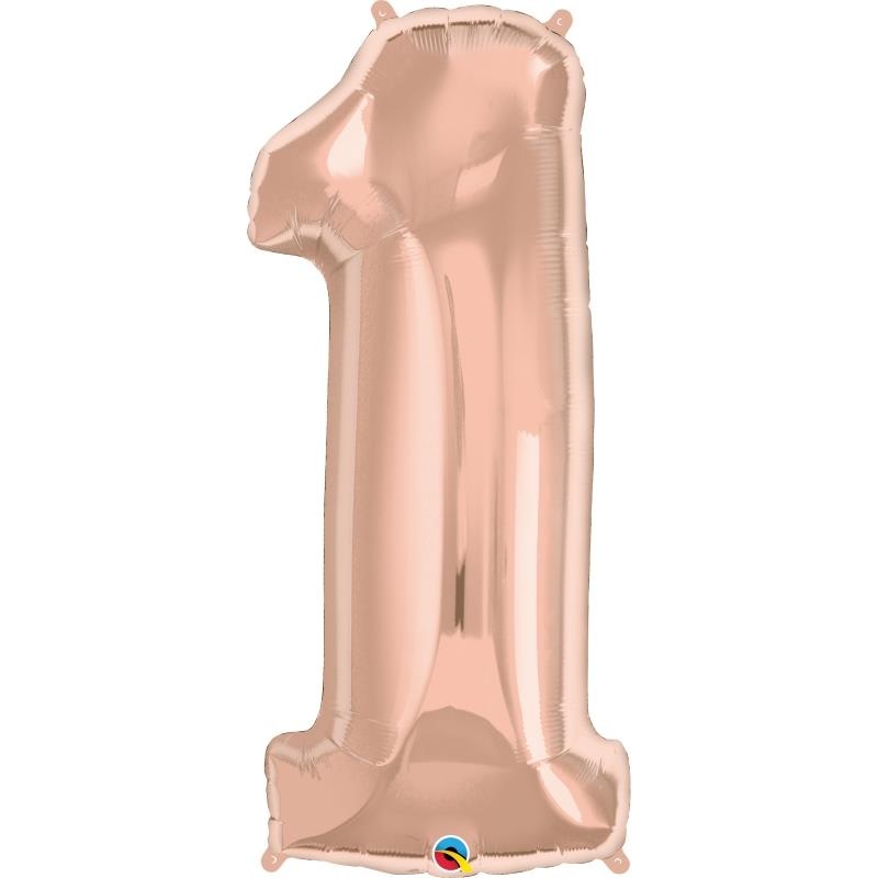 Number 1 Balloon - Rose Gold Qualatex 34 inch