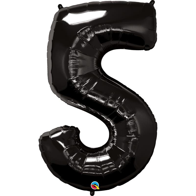 Number 5 Balloon - Black Qualatex 34 inch