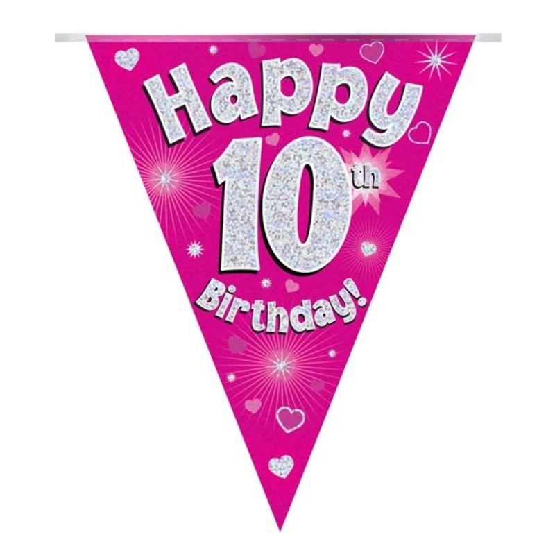 Pink Hearts 10th Birthday Bunting