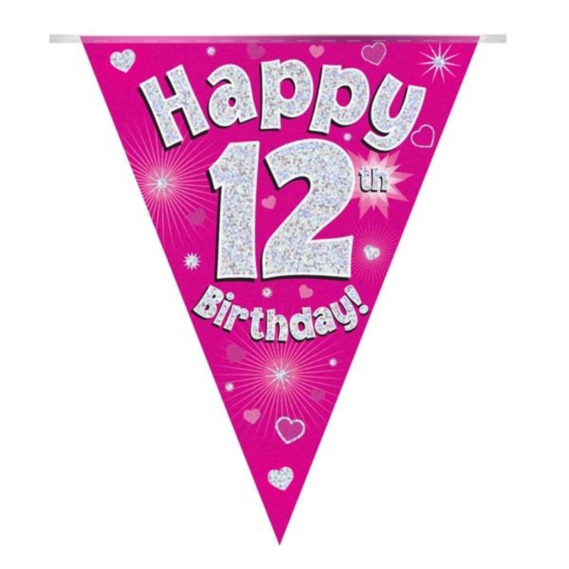 Pink Hearts 12th Birthday Bunting