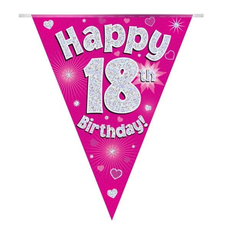 Pink Hearts 18th Birthday Bunting