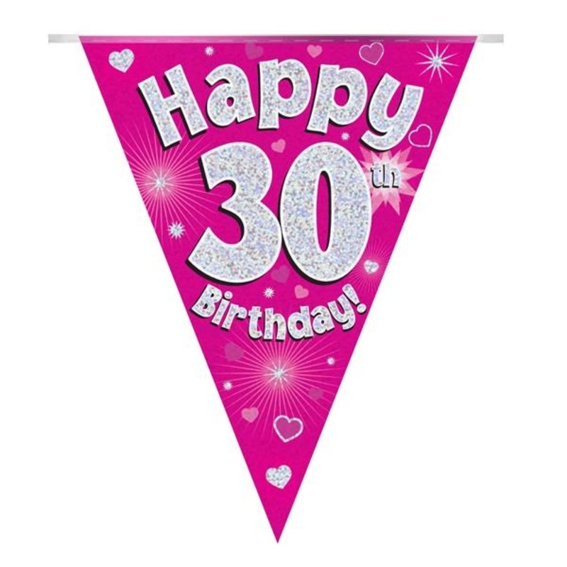 Pink Hearts 30th Birthday Bunting