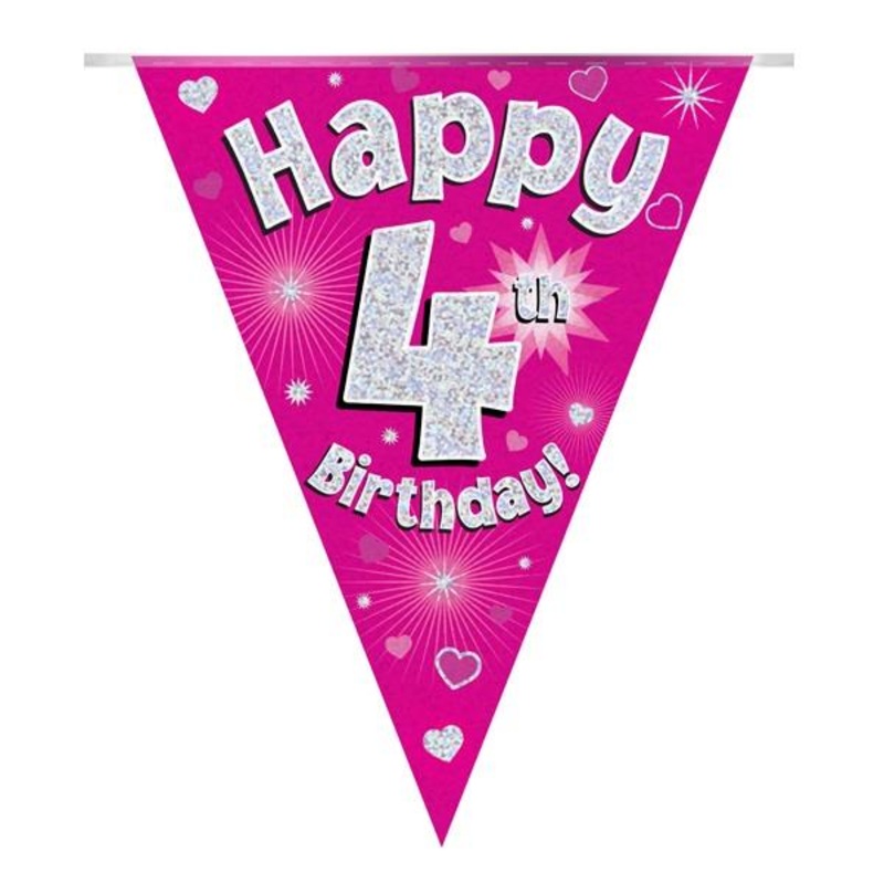 Pink Hearts 4th Birthday Bunting