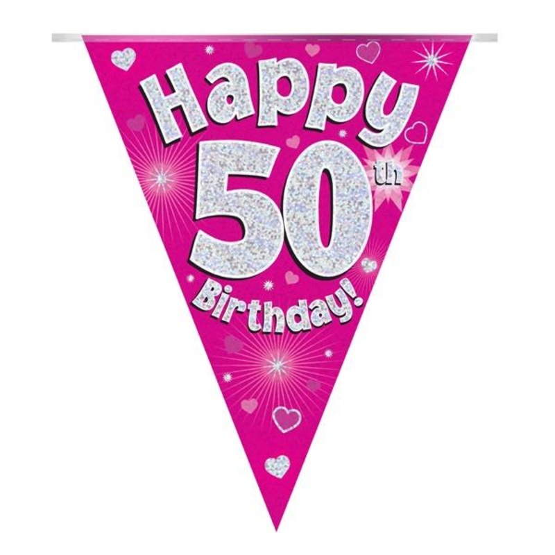 Pink Hearts 50th Birthday Bunting