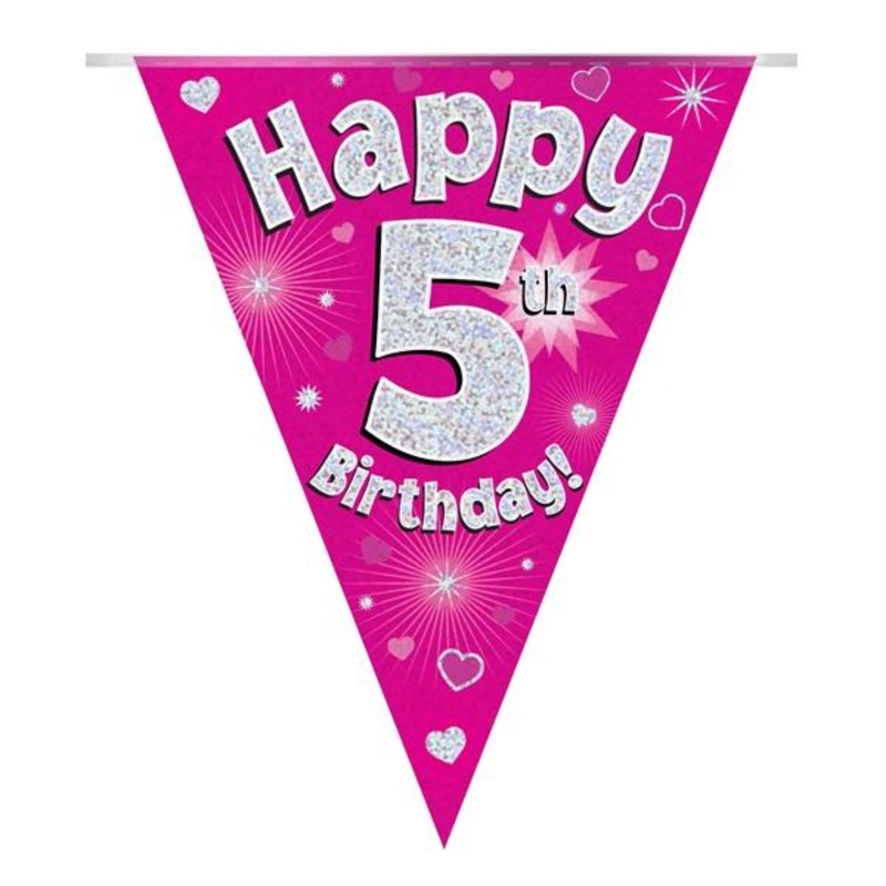 Pink Hearts 5th Birthday Bunting