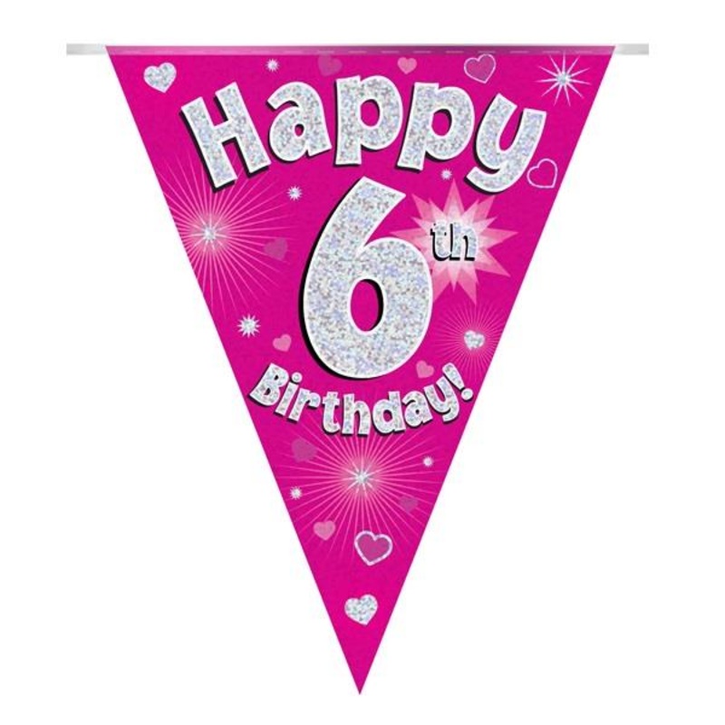Pink Hearts 6th Birthday Bunting